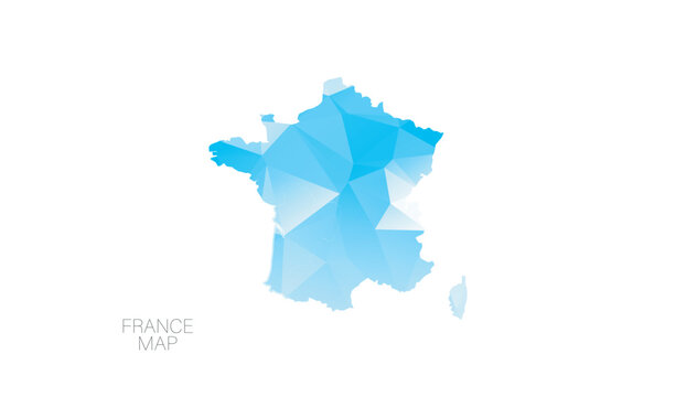France Country Map Blue Polygonal Geometric Vector Infographic Abstract
