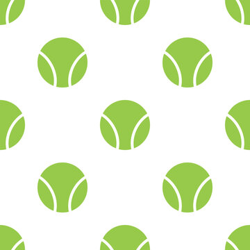 Tennis Ball Seamless Pattern Vector Illustration. Flat Tennis Ball Seamless Pattern. Green Tennis Ball Background for Sports Textile, Wrapping Paper, Wallpaper, Fabric, Tennis Club, Game Design