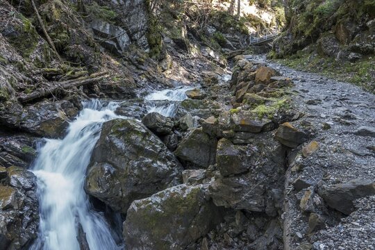Hiking trail in Gaissalptobel with Gaissalpbach, Reichenbach, Oberstdorf, Oberallg&auml;u, Allg&auml;u, Bavaria, Germany