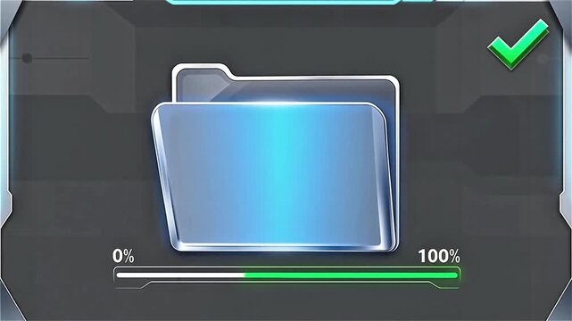 3D Futuristic Digital Folder Loading Progress Bar Animation
