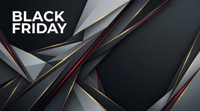 Black friday sale banner with abstract dark geometric shapes