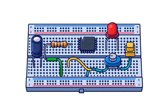 Electronic Circuit Experiment Board Breadboard STEM Electronics Vector
