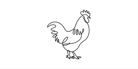 Fototapeta premium Continuous single line drawing of a rooster standing in a simple minimal style