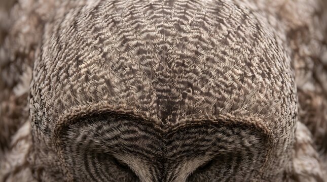 Great grey owl feather pattern, macro bird plumage texture, detailed brown and grey wildlife background, natural camouflage