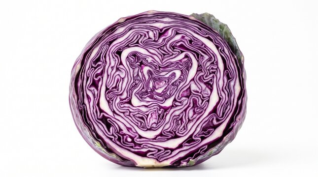 Fresh red cabbage cross section isolated on a clean white background