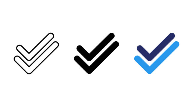 Double Check Mark Icons &ndash; Read Receipt, Message Confirmation and Verification Vector Set