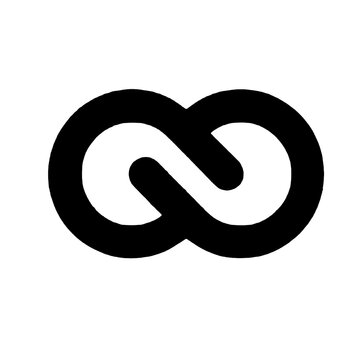 Minimalist infinity loop letter S logo featuring bold black curved lines, interlocking geometric circles, and an abstract number 8 shape. ideal for tech startups, software development, data science