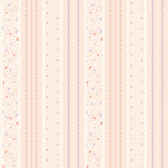 Obraz premium Seamless floral pattern. Stripe flower pattern background. Gingham repeat pattern. Retro surface design. Ditsy floral print for fashion, fabric, wrapping, fashion, texture, wallpaper, decor. vector 