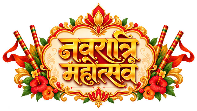 Navratri Mahotsav traditional empty circular border design for festival greeting cards