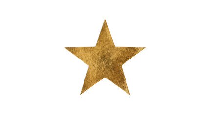 Obraz premium Decorative star shape sticker, textured metallic golden foil paper cutout, blank geometric emblem design element for festive holiday branding projects isolated on transparent background