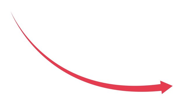 Curved arrow pointing down and to the right simple symbol for direction or decline animation