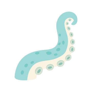 Cute Mint Green Octopus Tentacle Vector Flat Sea Monster Arm Icon