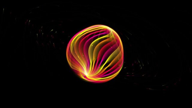Abstract colorful glowing sphere with radiant light rays design effect