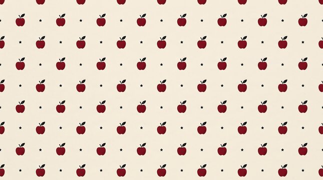 Vintage apple pattern background, retro red fruit seamless wallpaper, minimalist autumn harvest textile design with small polka dots