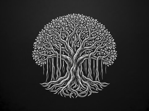 Tree of Life Roots Illustration.