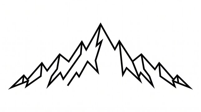 Minimalist mountain range outline icon with a simple black and white line