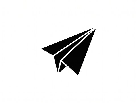 Simple black paper airplane icon isolated on white background with plane icon