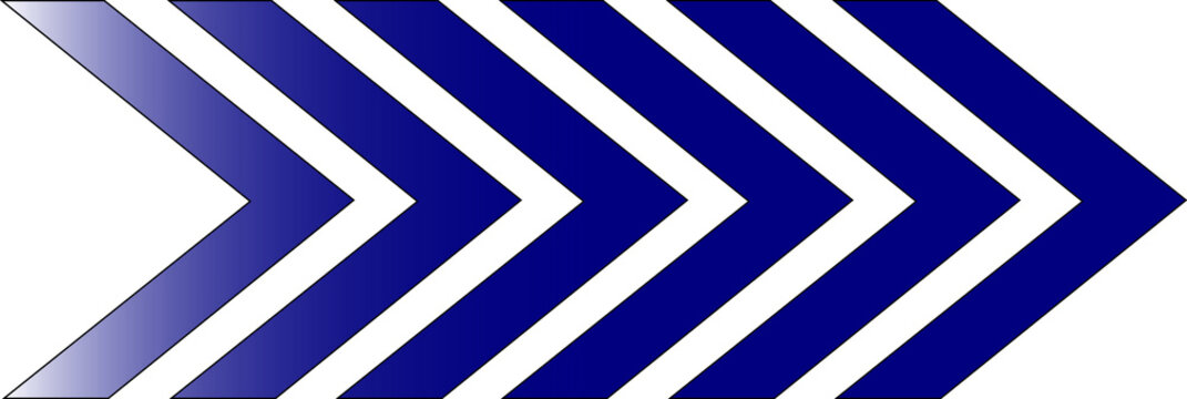 Blue gradient chevron arrow pattern with fade effect pointing right on transparent background