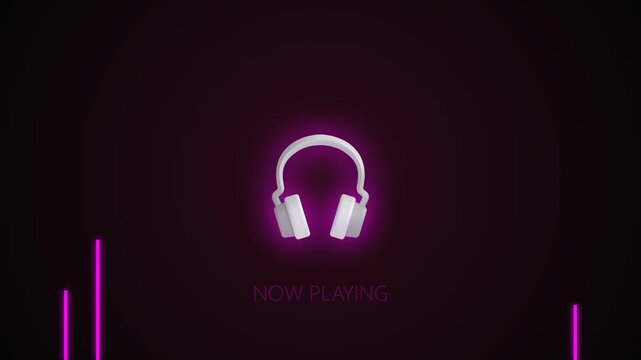 Neon Purple Headphone Icon in Dark Background for Music and Audio Themes.