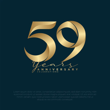 59 Years Anniversary Celebration with Elegant Golden Number on Dark Navy Background