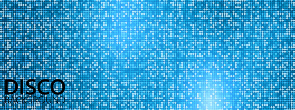 Floor mosaic disco with blue sequin background for pattern texture ball. Glitter material fabric with rhinestone dj sparkle for shiny circle pink. Halftone light disco with sequin blue shine.