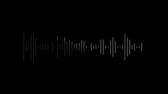 Clean animated sound spectrum with dynamic audio pulses, ideal for music, podcast, broadcast, film and video projects as a modern overlay or visual element, alpha channel