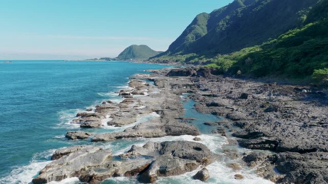 Aerial view of seascape along the coastline, Taiwan