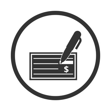 Blank bank check icon isolated on transparent background