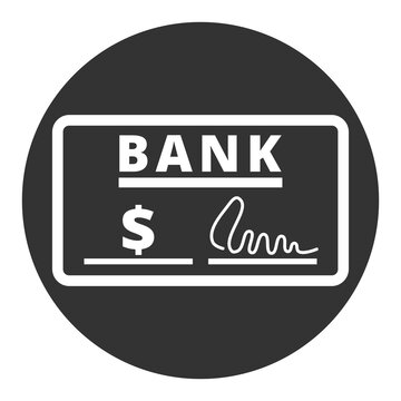 Blank bank check icon isolated on transparent background