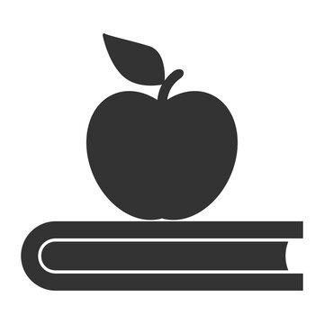 Book and apple icon isolated on transparent background