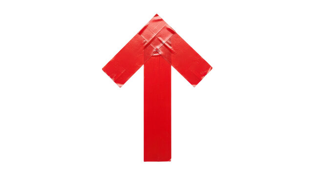 A red arrow made of duct tape isolated on transparent background