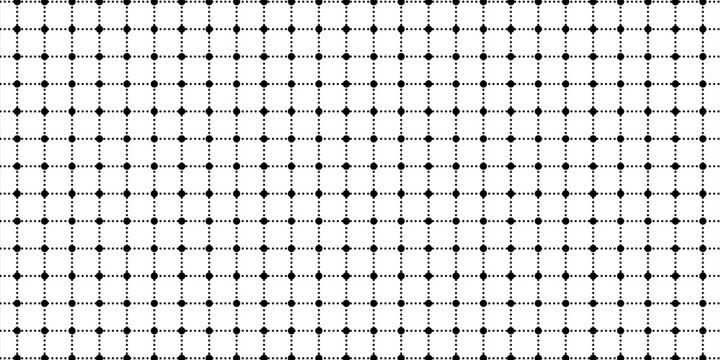 Seamless pattern Dot line cross grid blueprint, black surface. Clean line structure geometry layout, interface wireframes dashboards planning pages engineering diagrams math worksheets technology.