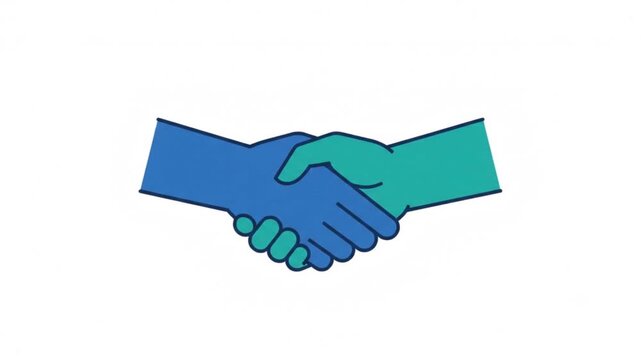 Business Partnership Handshake, 2D Vector Motion Graphic of Two Hands Meeting and Shaking, Corporate Collaboration and Agreement Concept