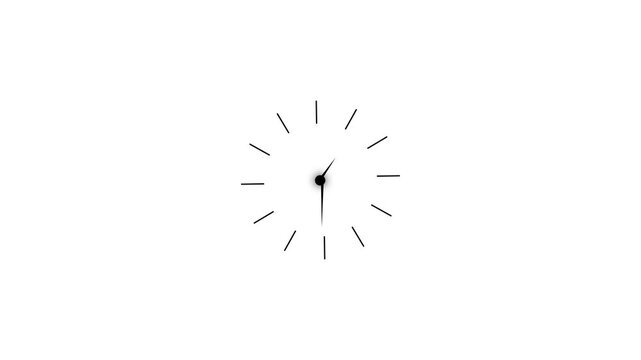 Clock spinning, watch animation on transparent background with alpha channel. Clock icon flat style 24 hours day and night fast speed with moving timer clock rotation 4k video