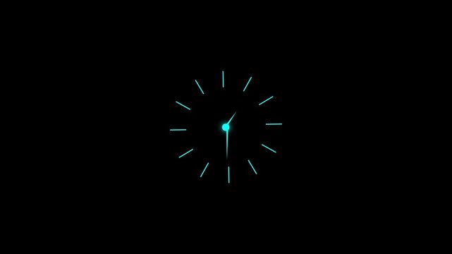 Clock spinning, watch animation on transparent background with alpha channel. Clock icon flat style 24 hours day and night fast speed with moving timer clock rotation 4k video