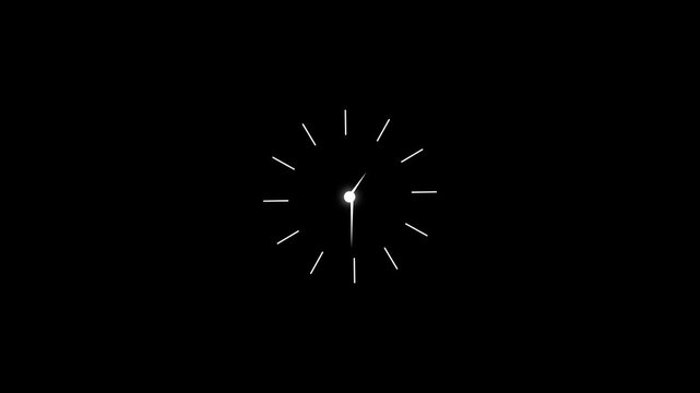 Clock spinning, watch animation on transparent background with alpha channel. Clock icon flat style 24 hours day and night fast speed with moving timer clock rotation 4k video
