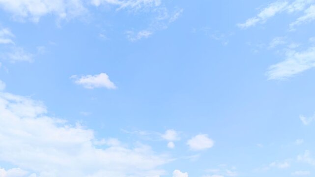 Beautiful blue sky with fluffy white clouds bright sunny day background natural atmosphere clear WEATHER space for text.