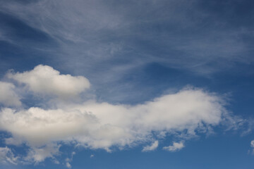 Obraz premium Dramatic White Cumulus Clouds Against a Blue Summer Sky