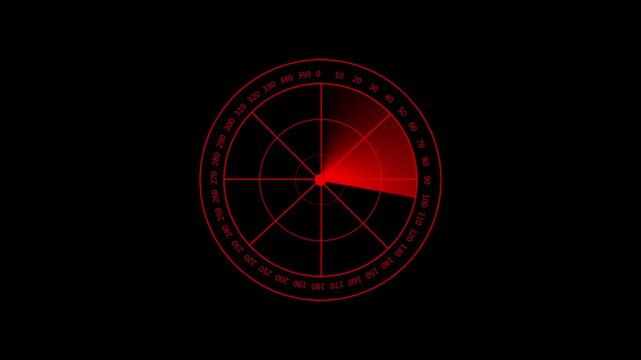 Red colour Glowing radar screen. Abstract Hud call Rader concept. Radar point dictated to the enemy position. Digital realistic Technology radar animation 4k videos