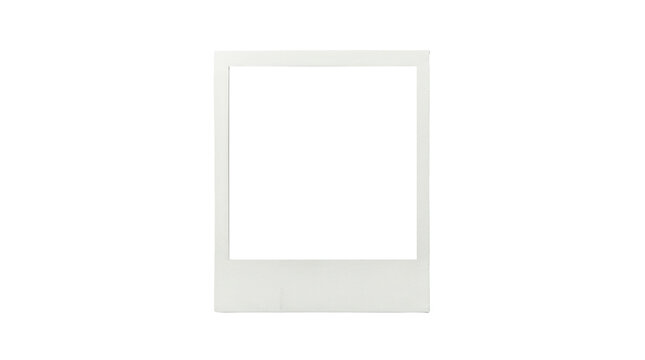 Blank white instant photo frame isolated on transparent background