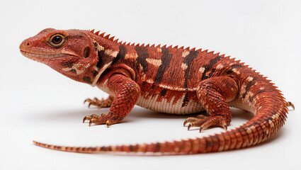 Fototapeta premium Red Ackie Monitor Lizard Isolated on Seamless White Background