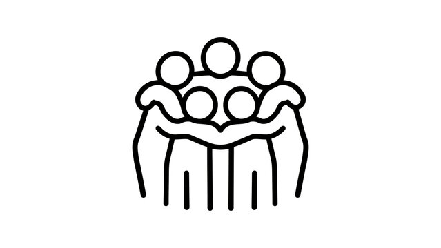 Group hug community unity icon depicting social support and teamwork.