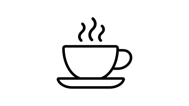 Hot coffee cup icon with steam lines for cozy morning beverage menus.