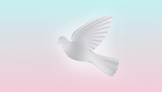 Elegant White Dove in Flight Symbolizing Peace and Hope against Pastel Background