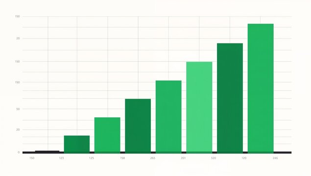 Business Growth Chart with Bar Graph Showing Increasing Performance Data