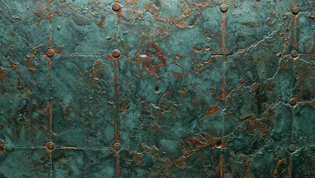 Vintage Metal Wall with Rust and Patina Texture for Industrial Backgrounds