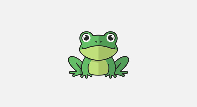 Cute cartoon frog illustration with round eyes.