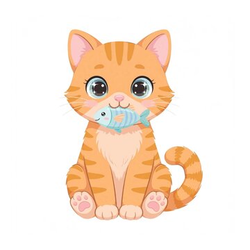 Cute Orange carrying fish