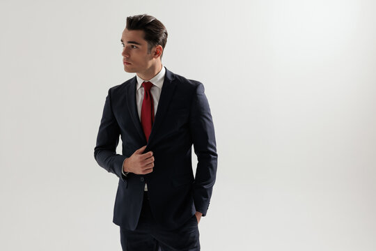 Confident man getting ready and looking to the side