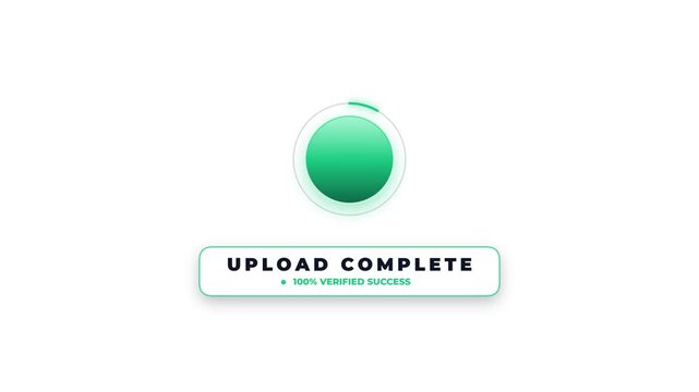 Digital upload complete icon with verified success notification